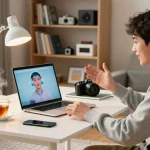 Engaging chat with Crush on AI in a cozy workspace, showcasing technology and companionship.