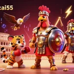 Engage with keonhacai55 sports betting insights depicted in a vibrant and detailed 3D arena scene.